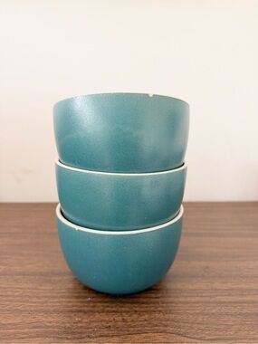 Aaron Probyn Kaloh Matte Teal Ceramic Cereal Bowls Set of 3 West Elm READ Notes